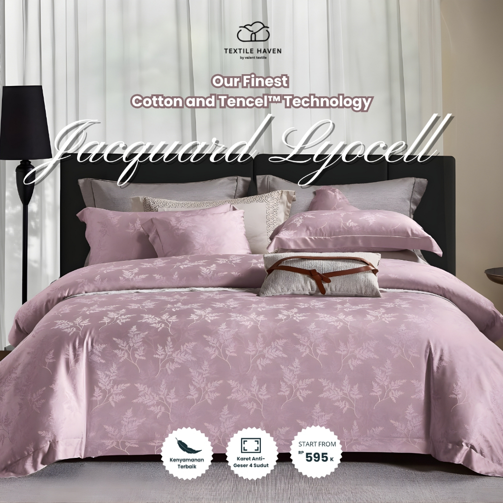 TextileHaven Sprei Set Jacquard Sutra Serat Bamboo Original 80s | Sprei KingKoil Sutra Emboss tinggi