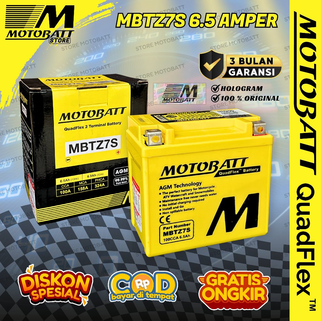 MOTOBATT QUADFLEX TECHNOLOGY MBTZ7S MBTX7U MBTX9U AKI KUALITAS TERBAIK