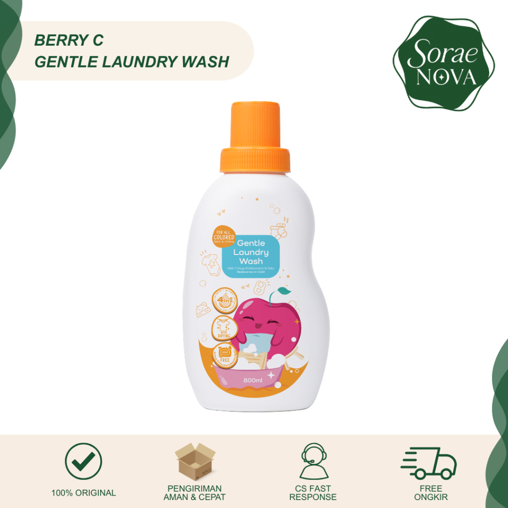 BerryC Baby Gentle Laundry Wash 800G - Natural Laundry Detergent - Tanpa SLS/SLES Deterjen Baju Bayi