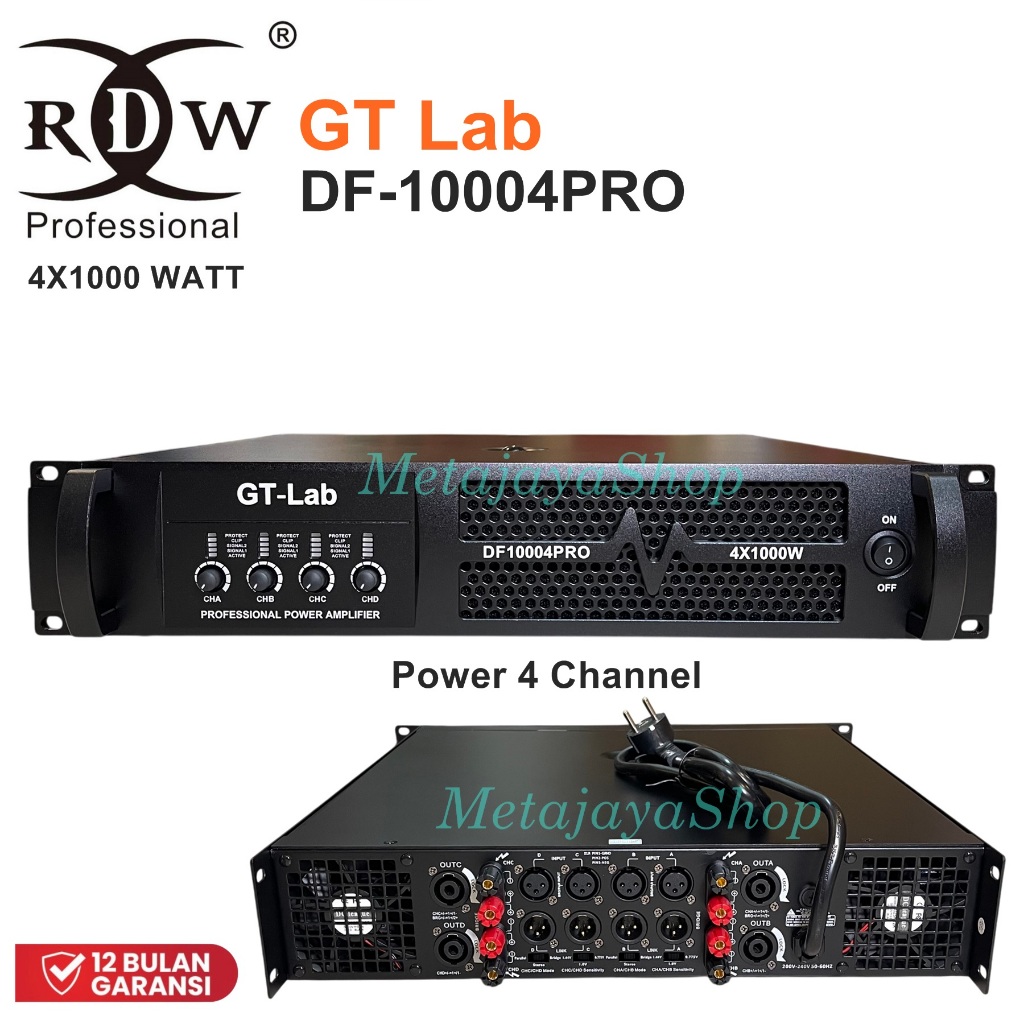 GT Lab By RDW DF10004PRO Power GT Lab 4 Channel 4X1000 Watt Original Class H