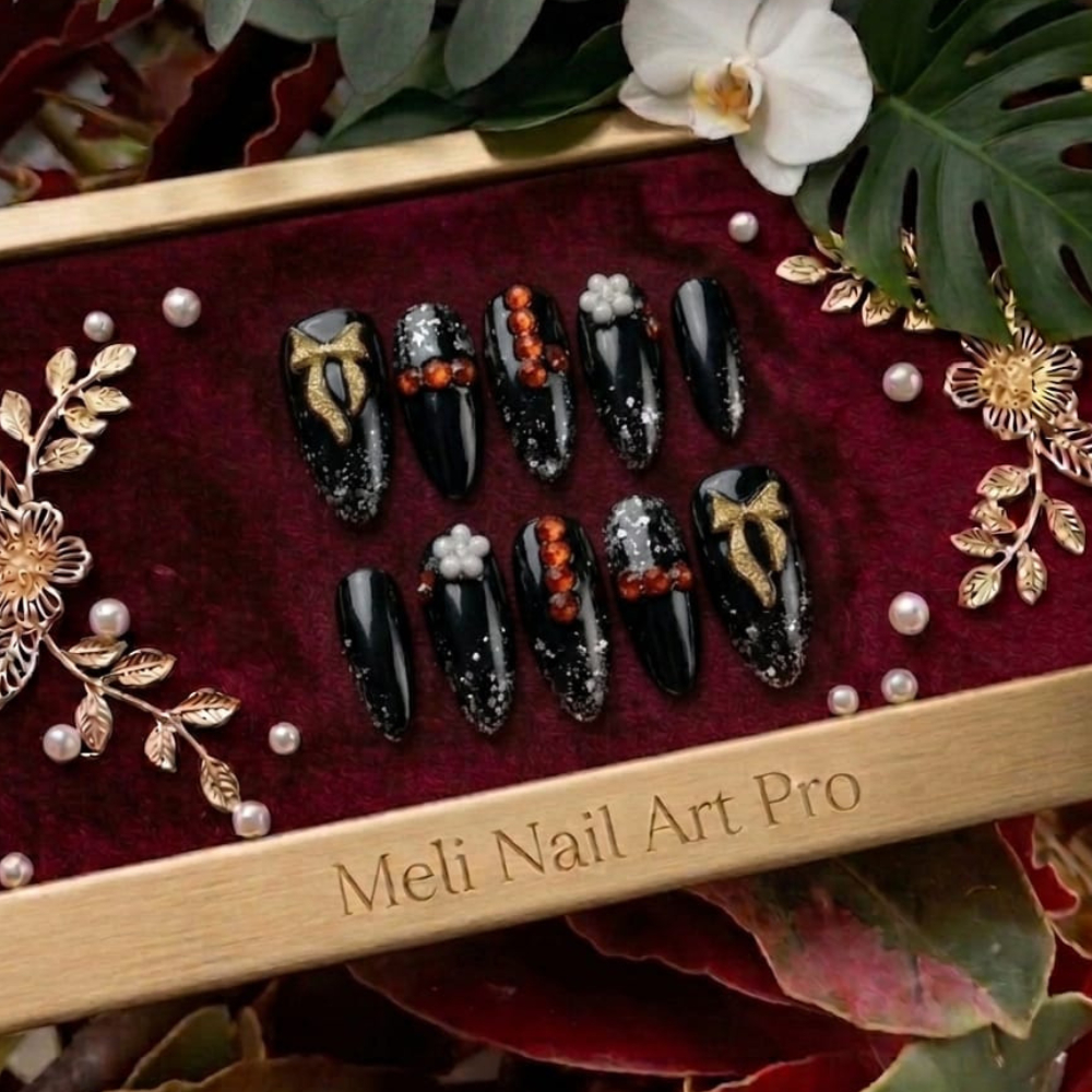 kuku palsu nail art + lem aesthetic wisuda 10pcs Polish Fake Nail Premium Wedding