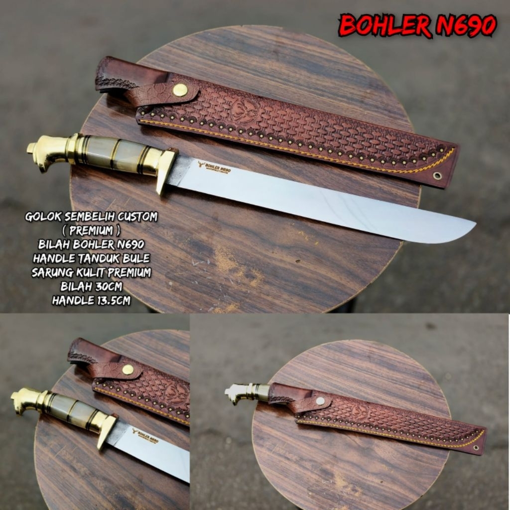 GOLOK PISAU SEMBELIH KAMBING SAPI BAJA BOHLER N690 PREMIUM 30 CM