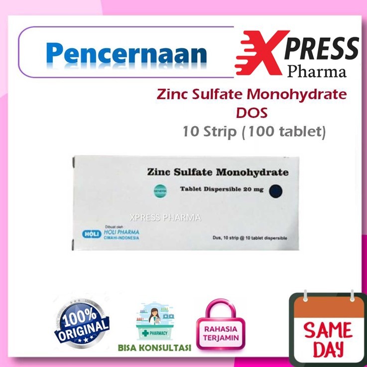 XPRESS  Zinc DOS Obat Diare Zink Sulfate Sulfat Zing Jing Monohidrat Monohydrate Monohidrate Holi Ge