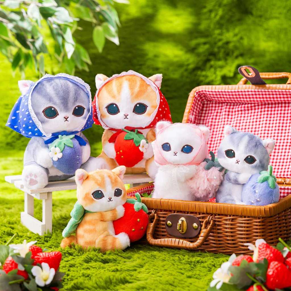 Ready Mofusand Merci Strawberry Keychain gantungan kunci Mofusand Ori Japan