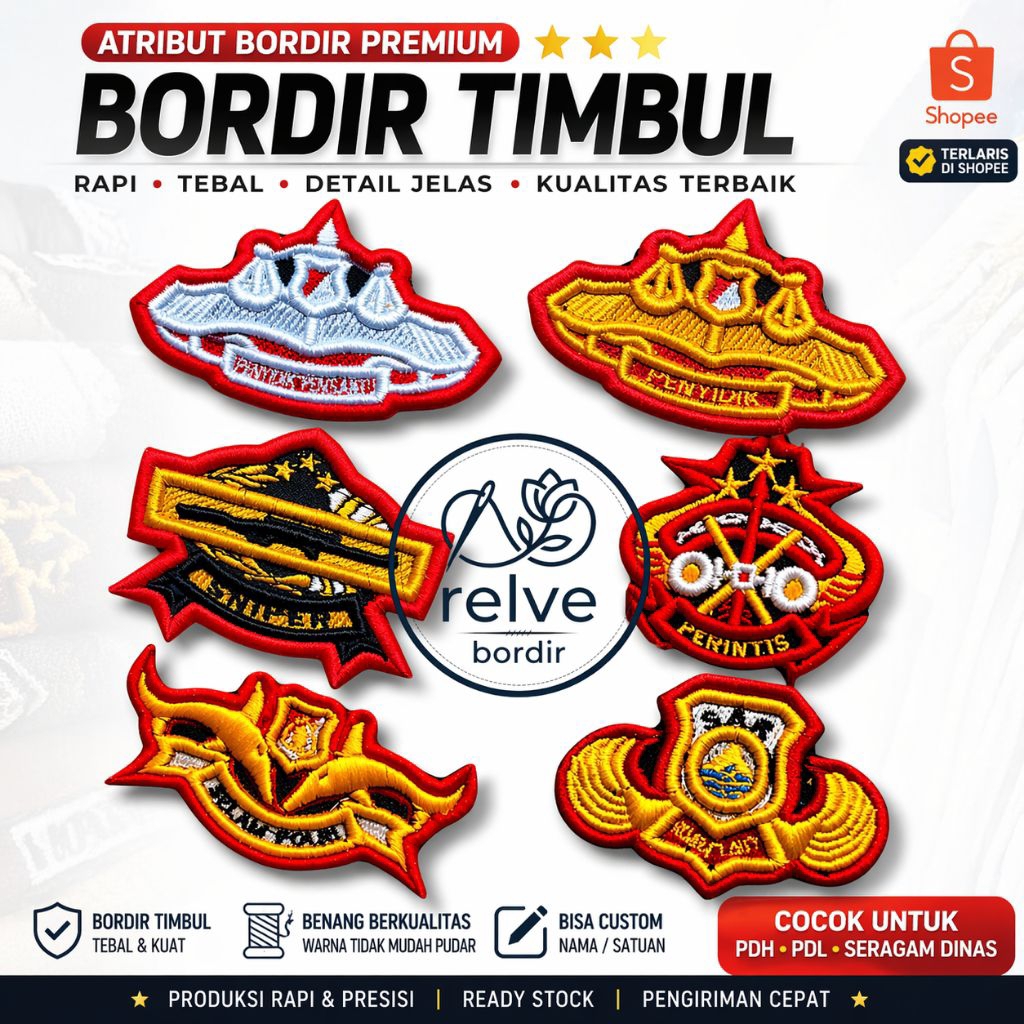 Wing Brivet Polri Bordir Timbul 3D /Brivet Penyidik Pembantu Sniper Perintis SAR Selam - Atribut Ser