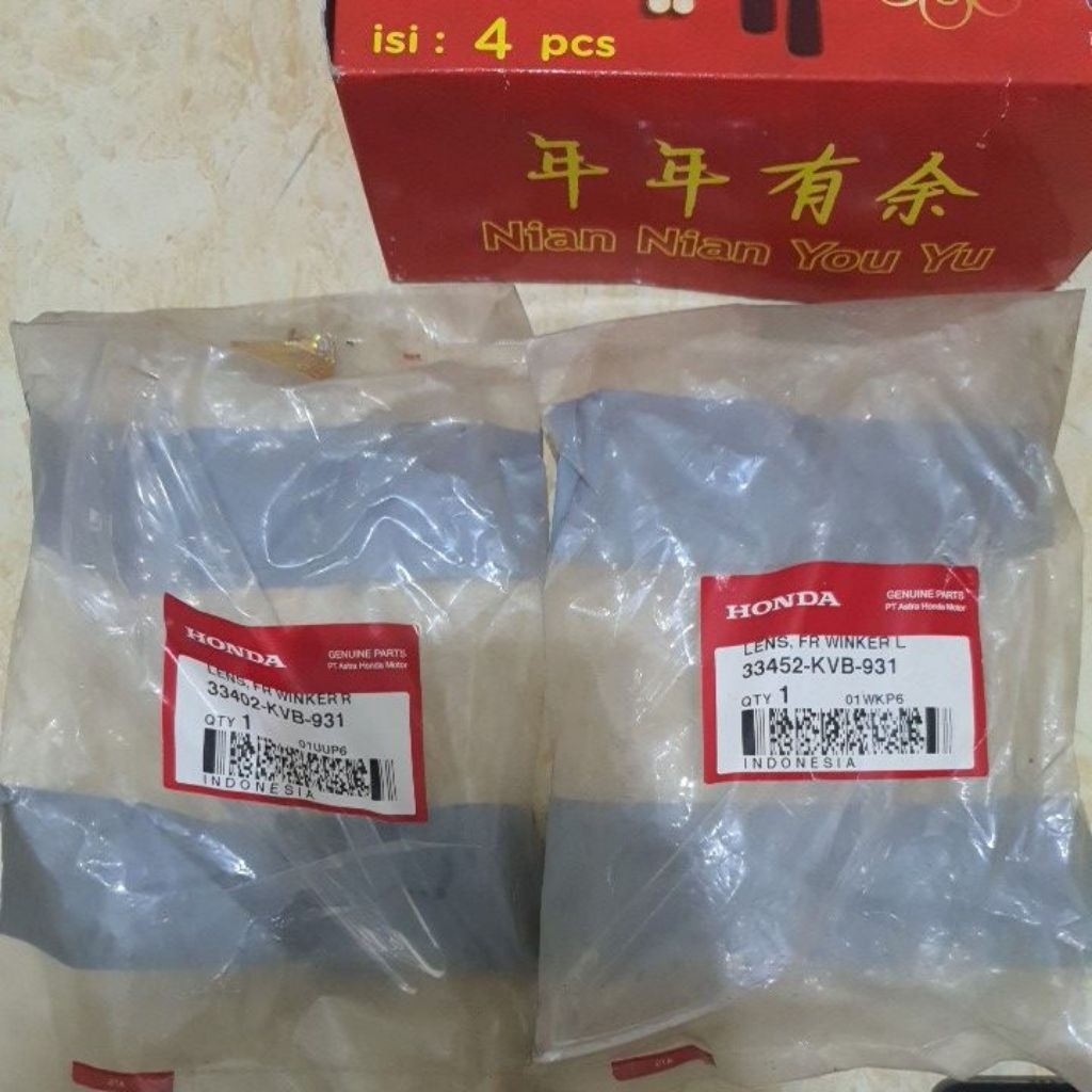 MIKA KACA LAMPU SEIN KIRI KANAN VARIO 110 KARBU ORI AHM 33402 33452 KVB-931