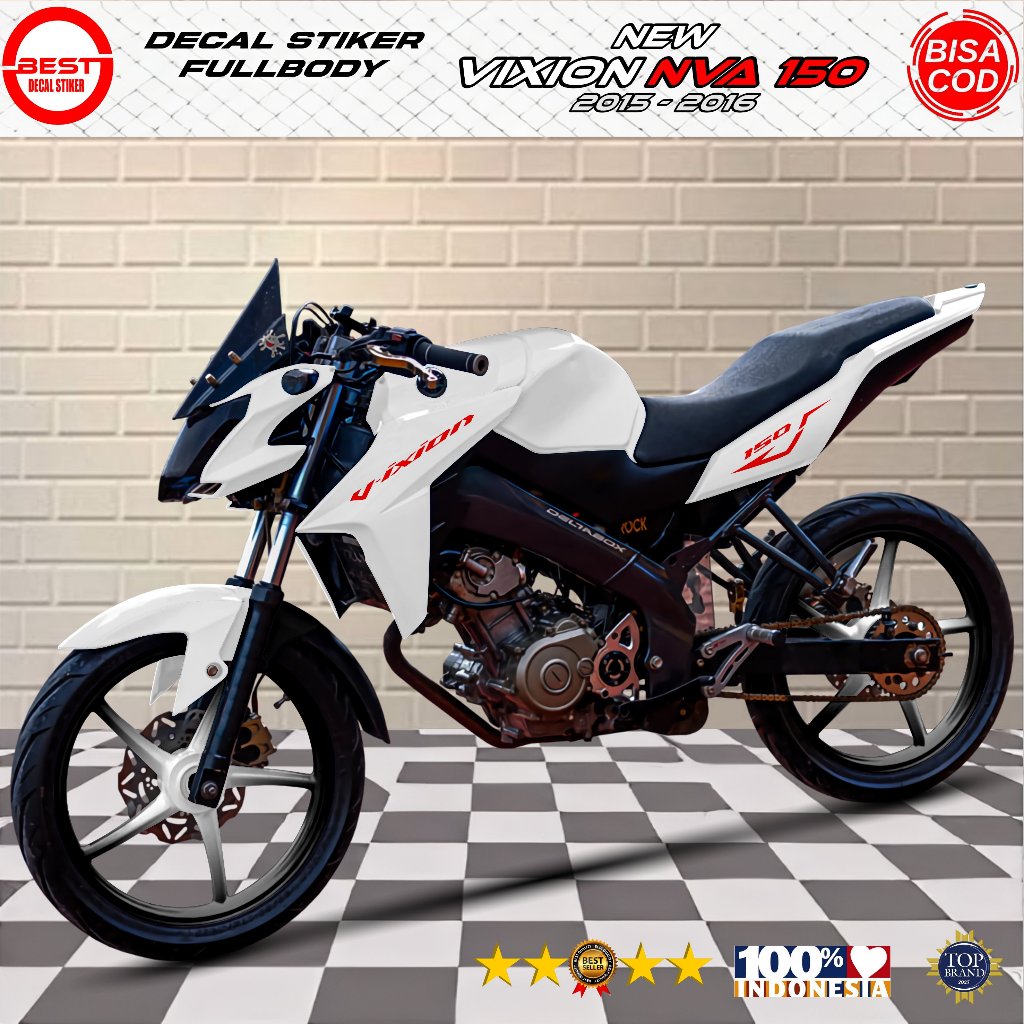 Decal New Vixion Advance NVA 150 2015-2016 Fullbody Motif Simpel Polosan Putih