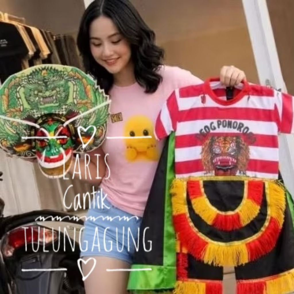 Set Baju Reog Anak Lengkap Barongan Devil Jumbo + Kemul Gratis Bahan Spon | Kostum Reog Anak Murah K