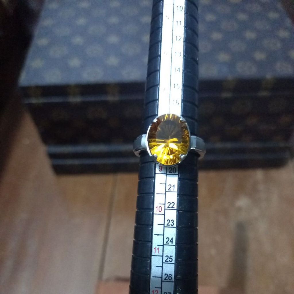Natural Golden Citrine Ring Cewek Monel 8,5
