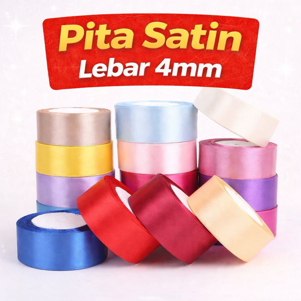 3 Meter Pita Satin 4cm 1.5 Inchi | Pita Kain Satin Halus Banyak Warna | Ribbon Satin DIY