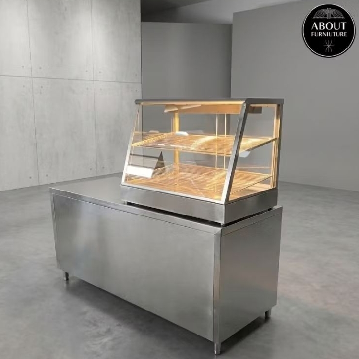 Display etalase warmer fried chicken / Food warmer stainless / Meja booth warmer / Etalase food warm