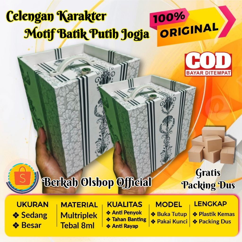 Celengan Karakter Motif Batik Jogja (Pakai Kunci) - Celengan Karakter Unik - Celengan Besar Pakai Ku