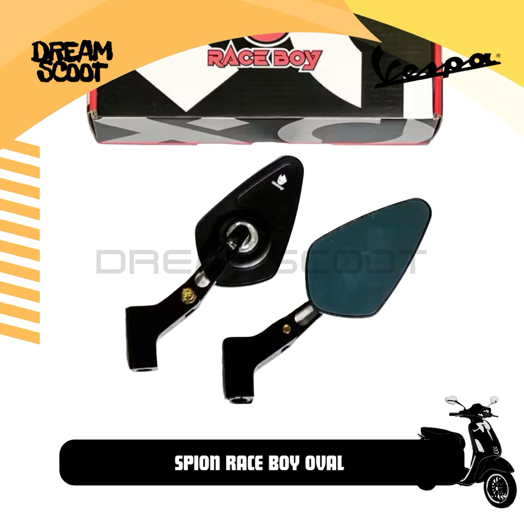 Spion RACE BOY OVAL Universal Black Vespa Matic Vespa Sprint Vespa Primavera Vespa s Vespa LX Vespa 