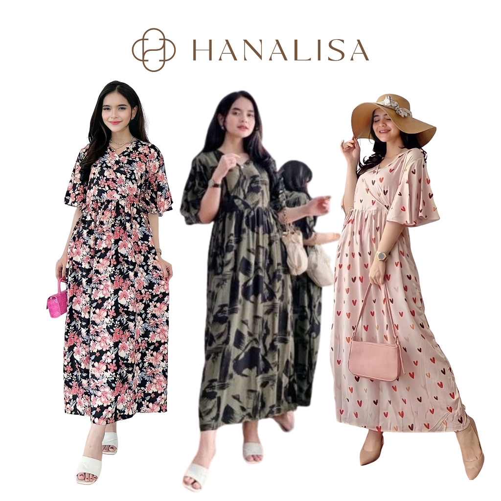 Hanalisa - Daster Kimono Tali Satu Wanita Busui Rayon Premium Jumbo Lengan Pendek Panjang Kekinian