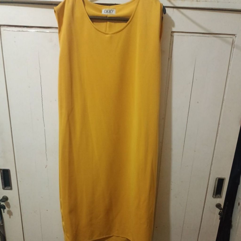dress mustard outer brokat