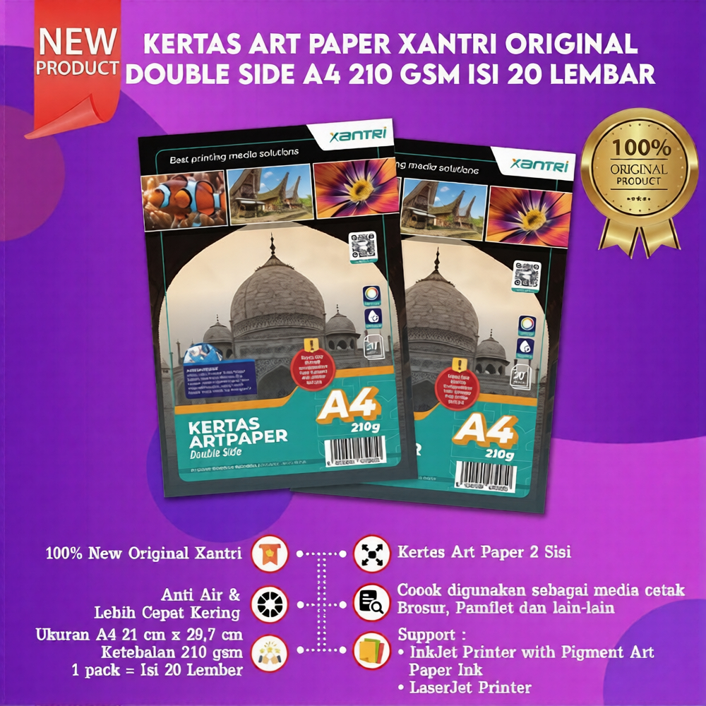 FixPrint Kertas Art Paper A4 210gsm isi 20 Lembar Paper Art A4 Karton Xantri Original Brosur Kertas 
