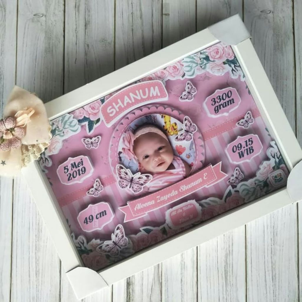 Hadiah Pop Up 3D Frame Biodata Bayi Baby Foto Bayi