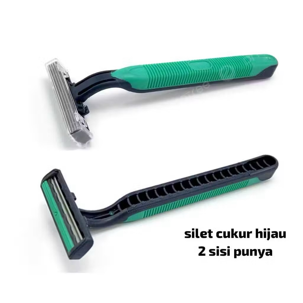 ( READY HIJAU ) SILET CUKUR/ALAT CUKUR KUMIS DAN JENGGOT | 2 MATA PISAU / 2 SISI LEBIH TAJAM (TANPA 
