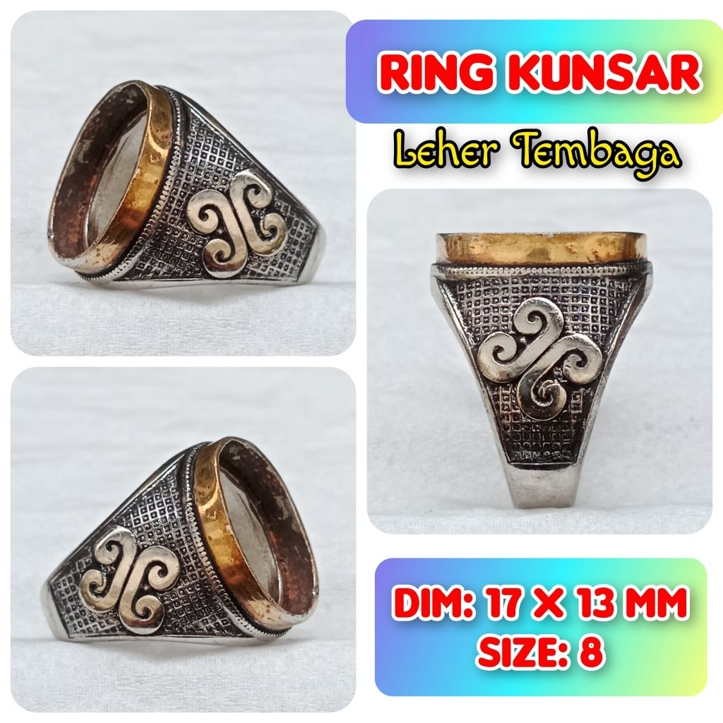 Cincin Emban Batu Akik dan Permata Leher Tembaga.15