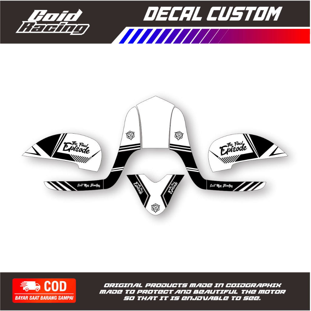 Decal Scoopy Full Body Hitam Putih