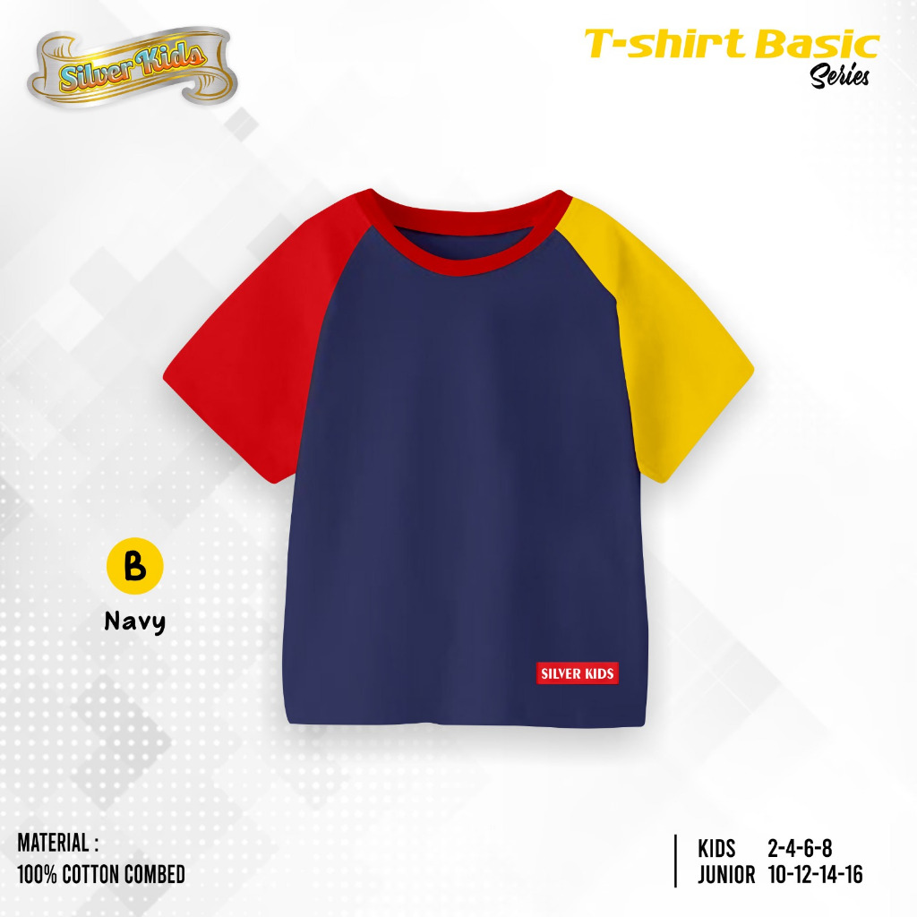 KAOS POLOS ANAK KOMBINASI 3 WARNA USIA 12 TAHUN