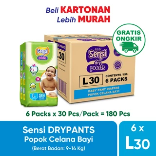 Popok Sensi Dry Pants Celana Bayi L30 1 Karton Isi 6 Ball - Lembut, Cepat Kering, Anti Bocor