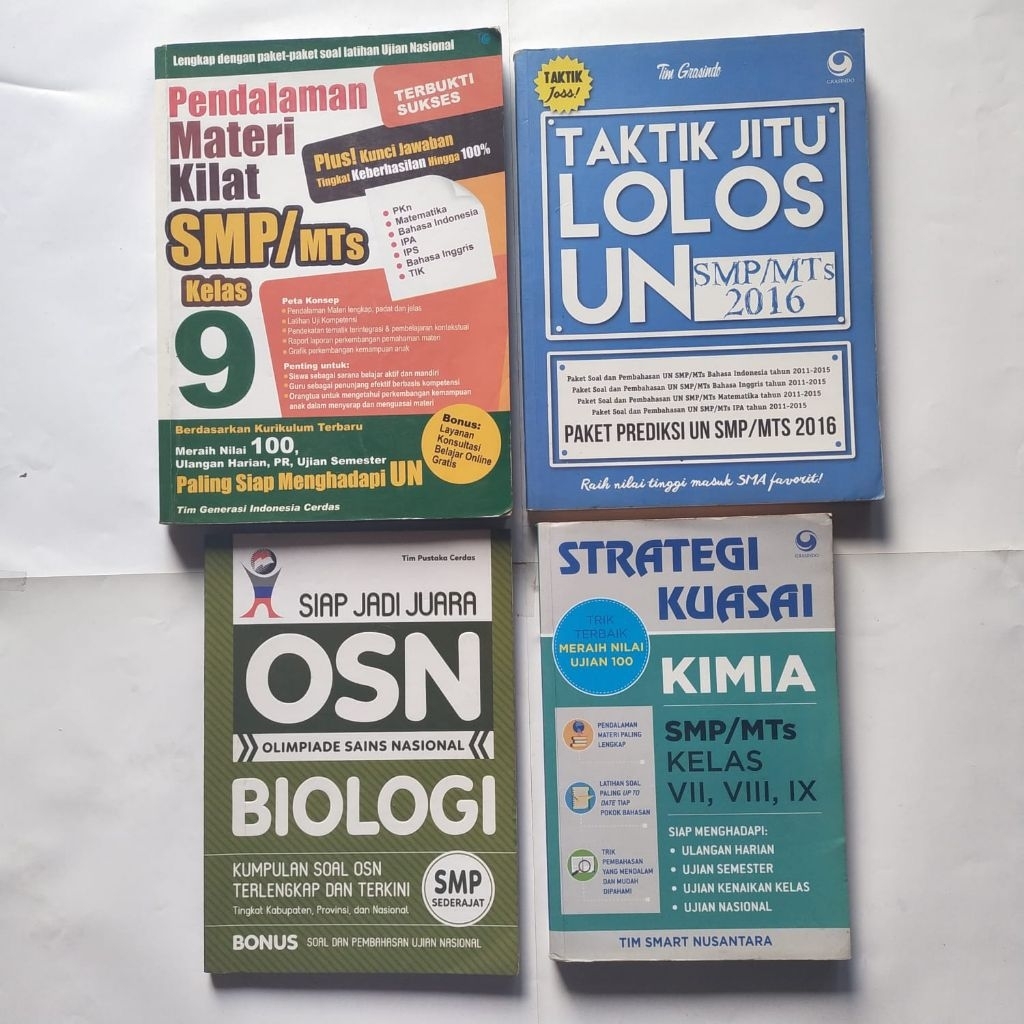 Buku Pendidikan; PENDALAMAN MATERI KILAT SMP/MTs, UN SMP/MTs, OSN BIOLOGI, STRATEGI KUASAI KIMIA, RI