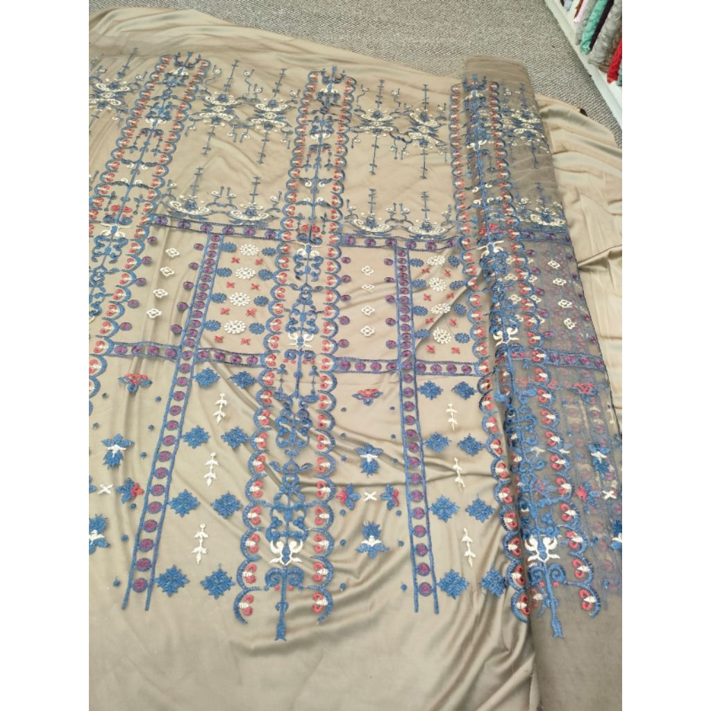 KAIN TILLE ETNIK EMBROIDERY || Harga Per Setengah Meter (50 cm)