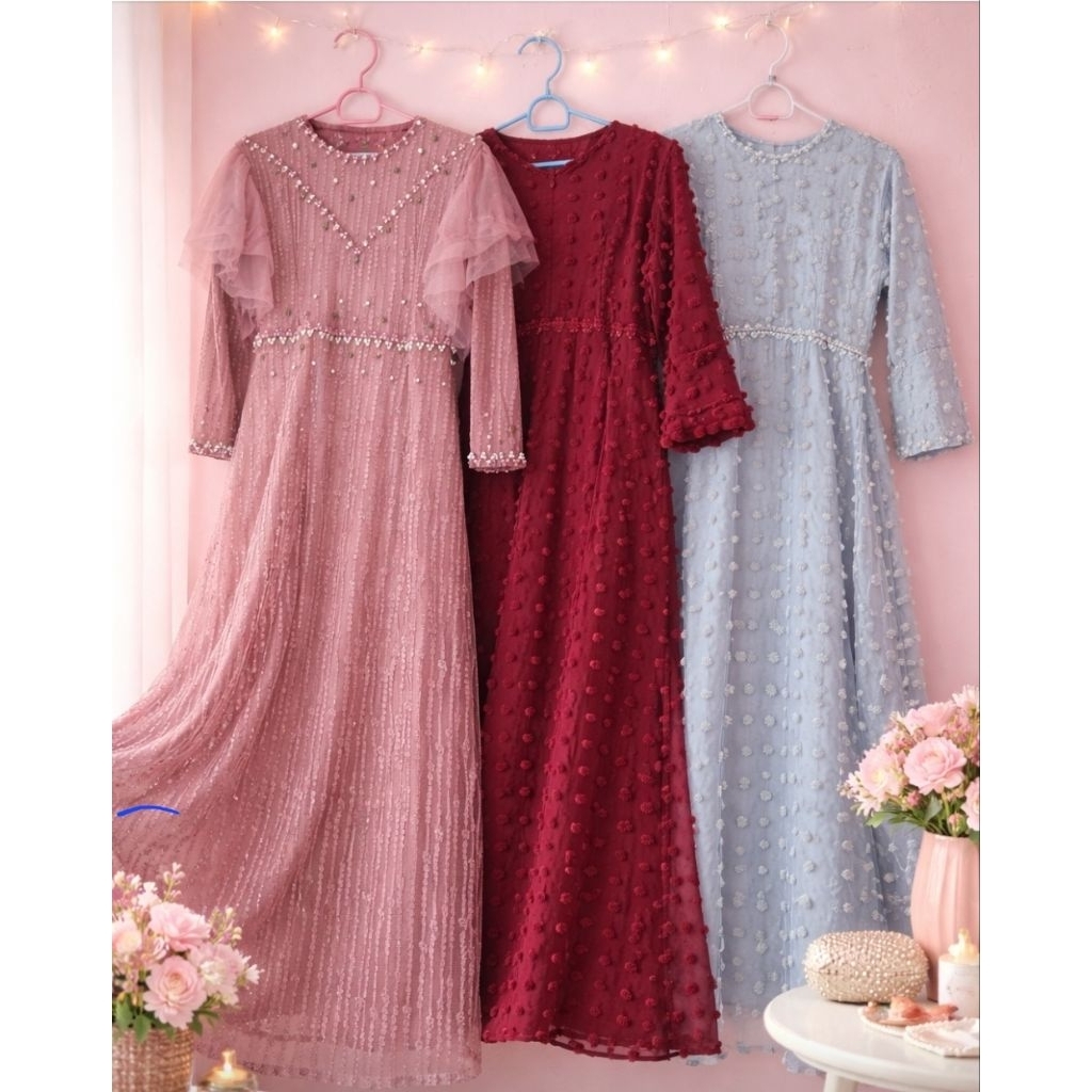 PRELOVED gamis pesta remaja/ gamis remaja/ dress muslimah/ dress pesta muslimah/ gamis Ceruty remaja