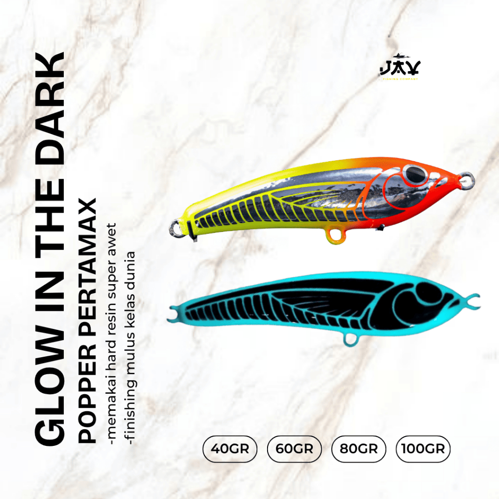 JAV LURE Mango Stickbait Kayu Resin Glow In The Dark Sinking 60g 80g 100g