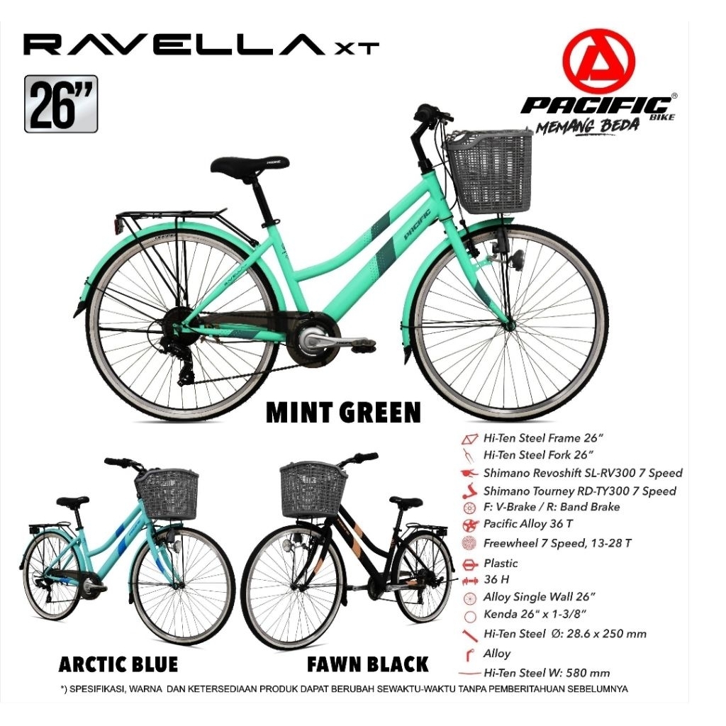 SEPEDA MINI KERANJANG PACIFIC RAVELLA XT 26 INCH 7 SPEED CTB STEEL