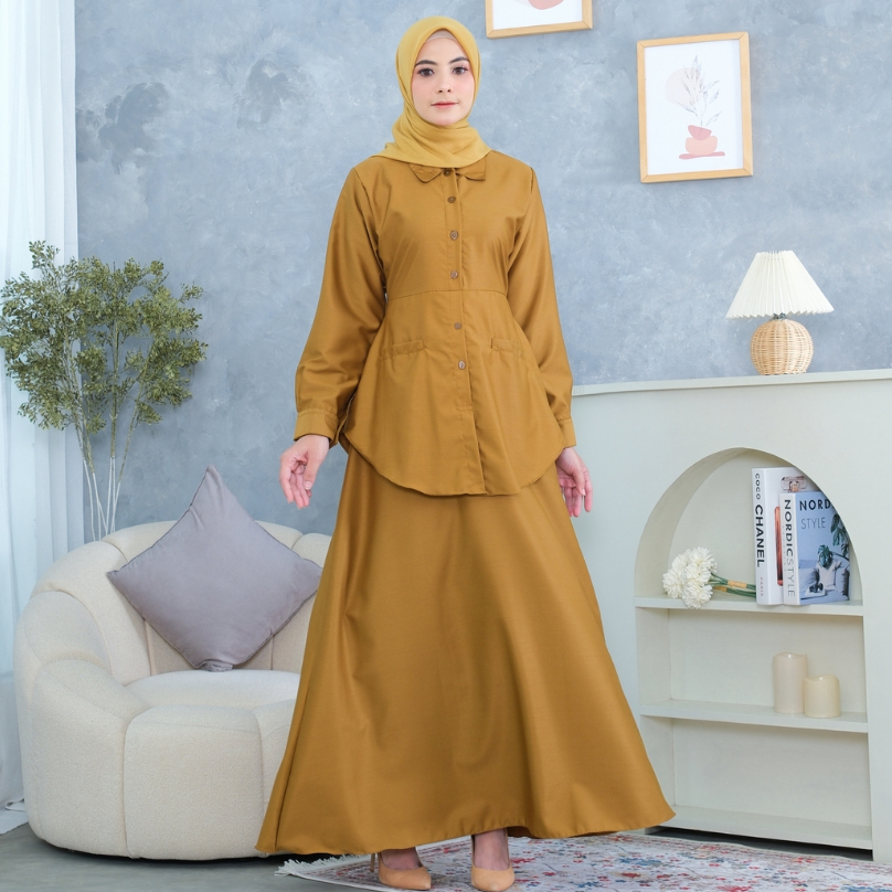 Najwa Series Gamis Model Setelan Seragam PNS Guru PDH Bahan Toyobo Premium Muslim Wanita