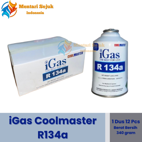 Freon iGas Coolmaster R134a Gemuk 1 Dus isi 12 Kualitas Premium Untuk AC Mobil Double Blower dan Kul
