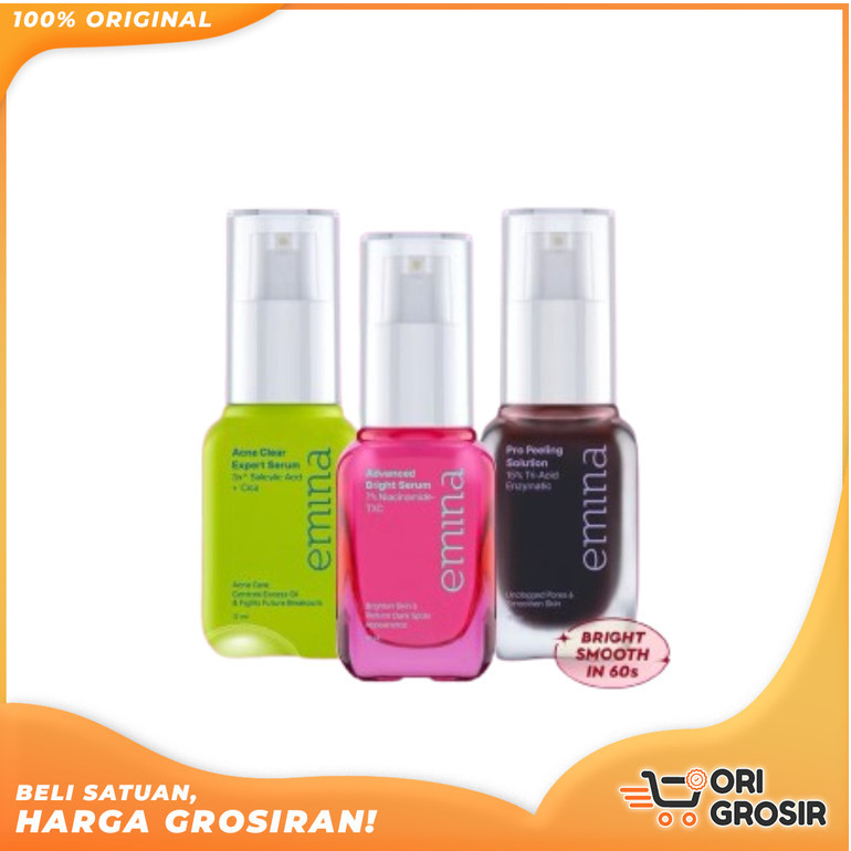 ORI GROSIR | Emina Serum Series 17 ml Serum Brightening Mencerahkan Serum Acne Peeling Serum
