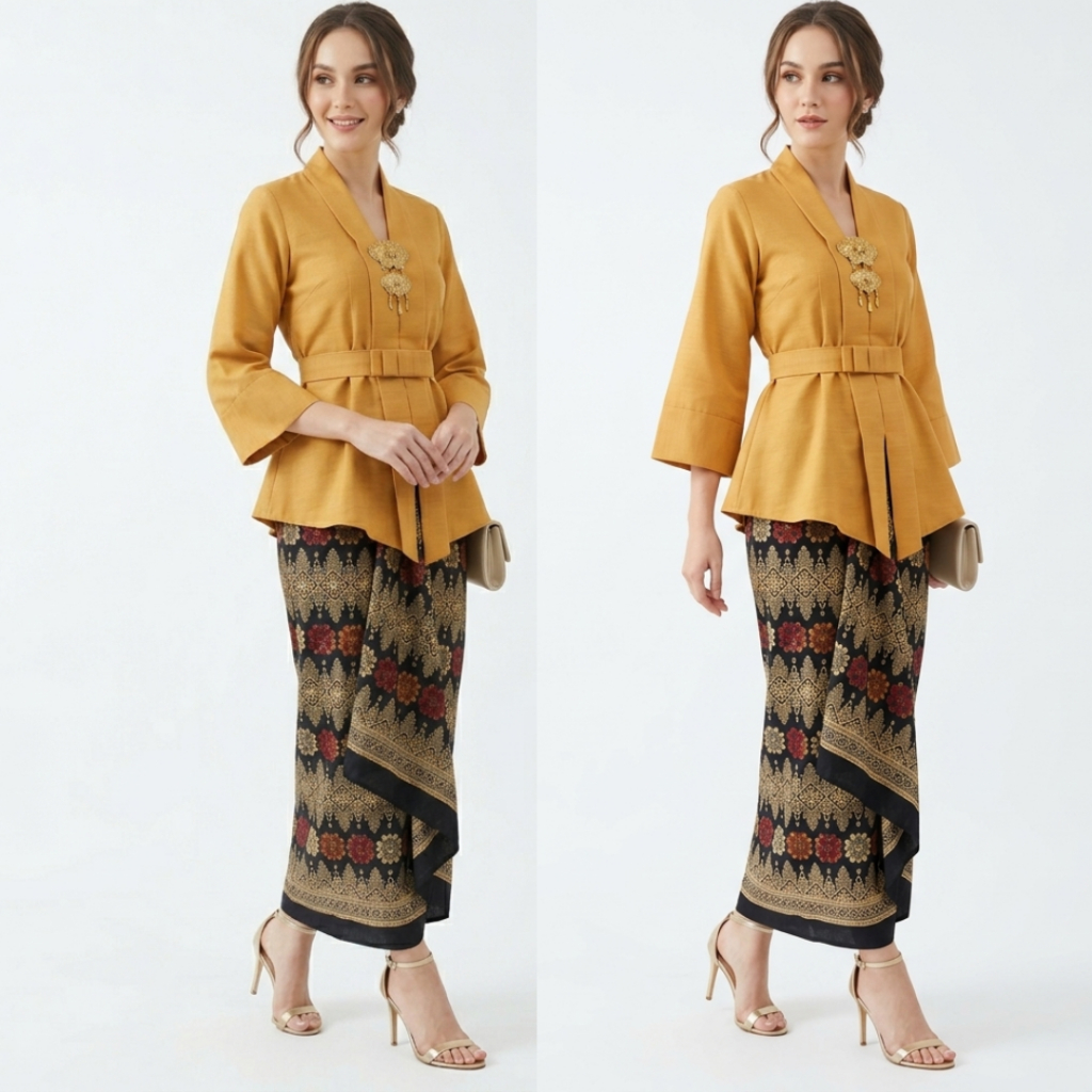 Setelan Kebaya Modern Floy Set Kebaya Wisuda Kutu Baru Baby Pink,Gold,HItam,Maroon