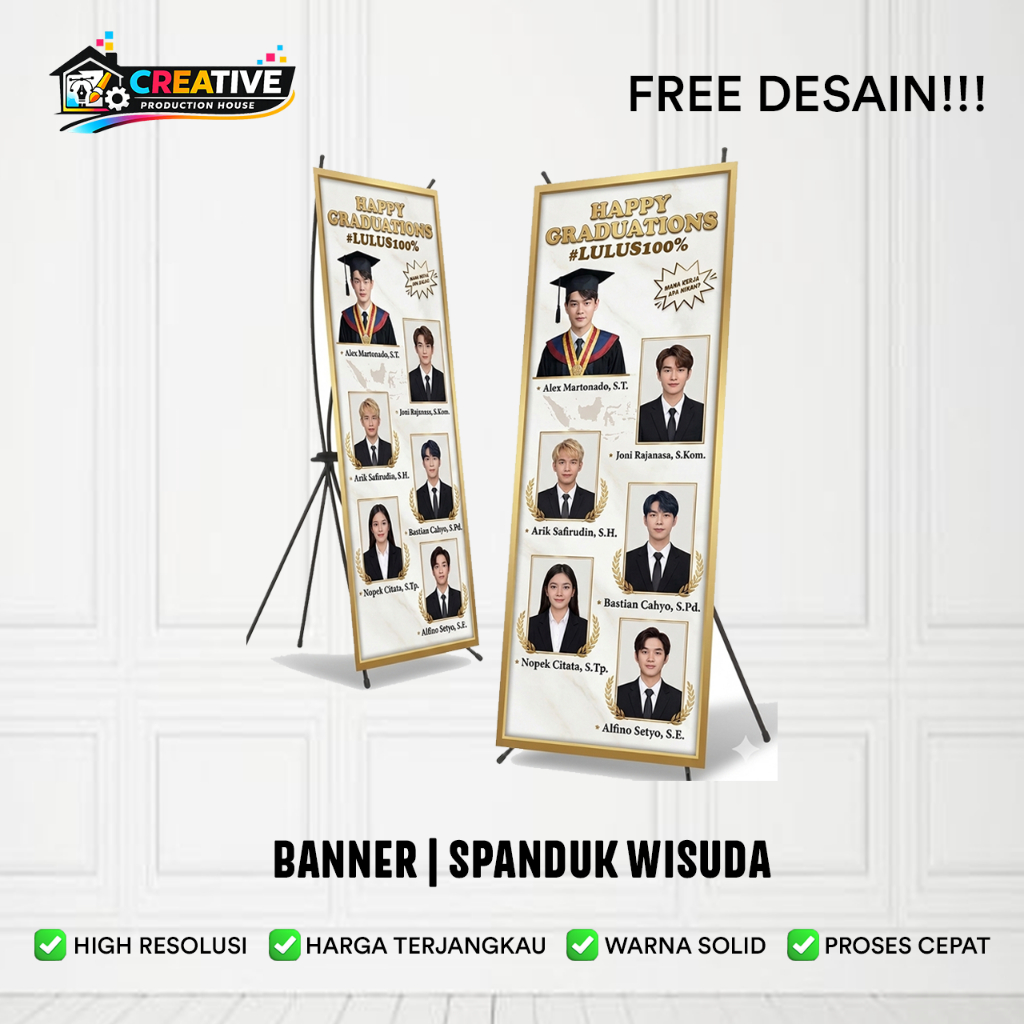 Spanduk x banner + tiang wisuda | wedding | Wisuda | Kampus