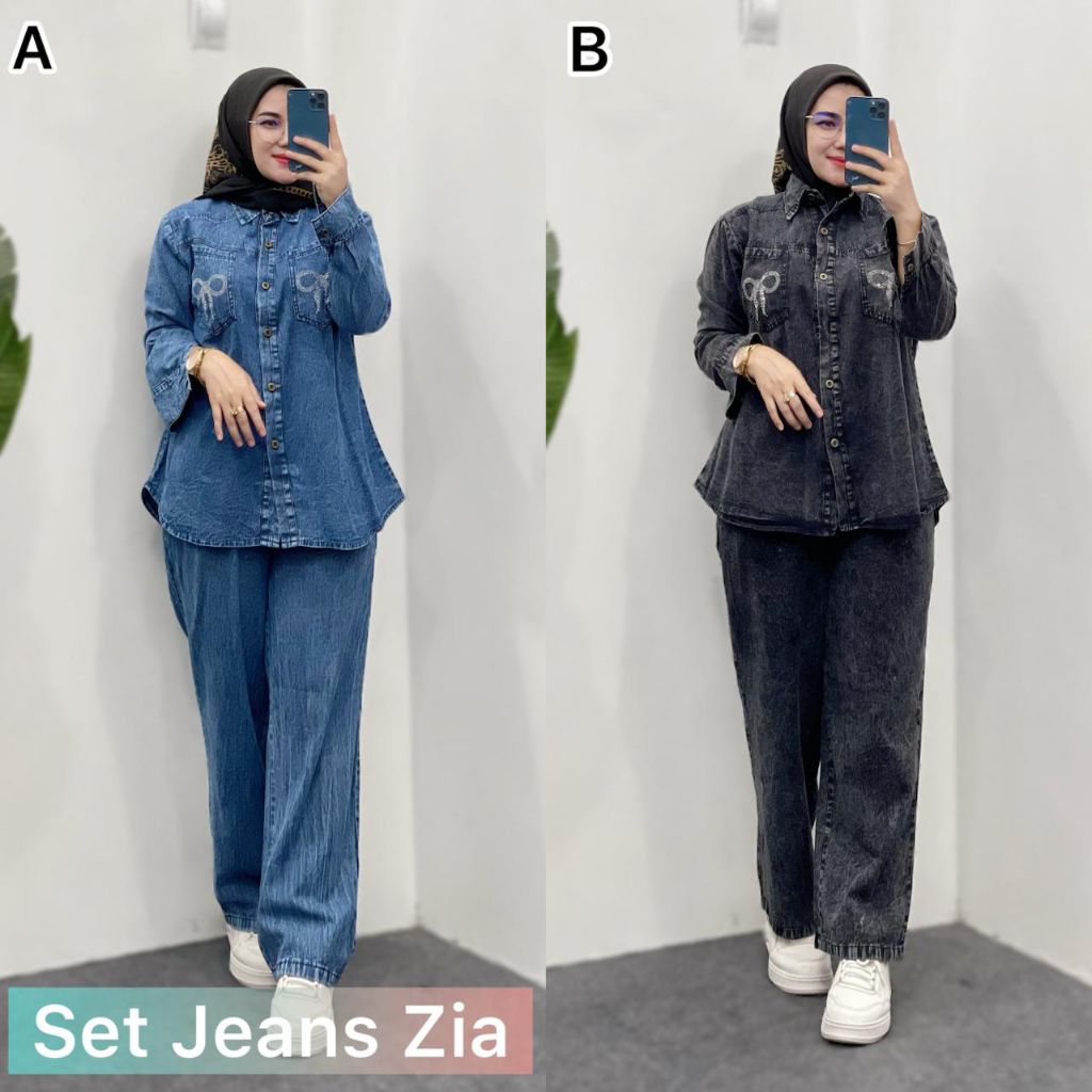 Set jeans zia stelan kekinian dengan aplikasi swaro