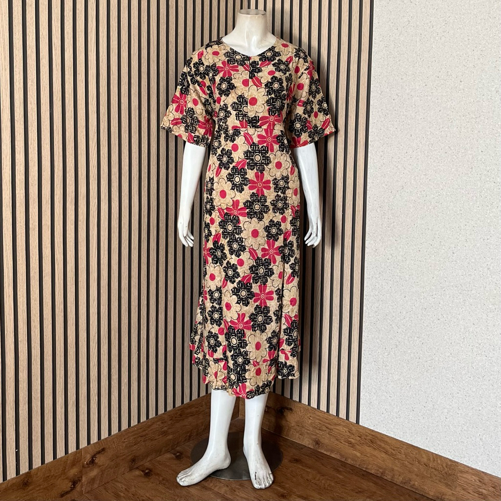 [AJ] - Daster Batik Khadijah Kartika Standar Rempel Lengan Pendek Busui Friendly Ld 120 Cm | Daster 