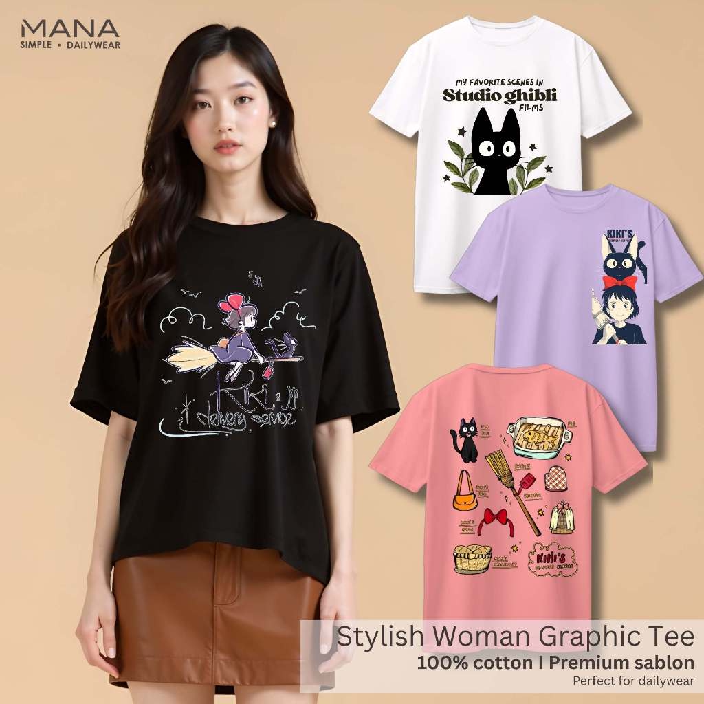 MANA Kaos Wanita Dewasa Totoro Ghibli Crop Top Oversize Korean Style Regular Fit Standar Tshirt Cewe