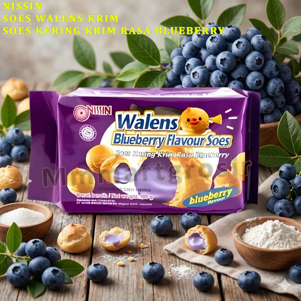 Nissin Walens / Soes Kering Walens Krim / Soes Kering Rasa Blueberry / 100gr