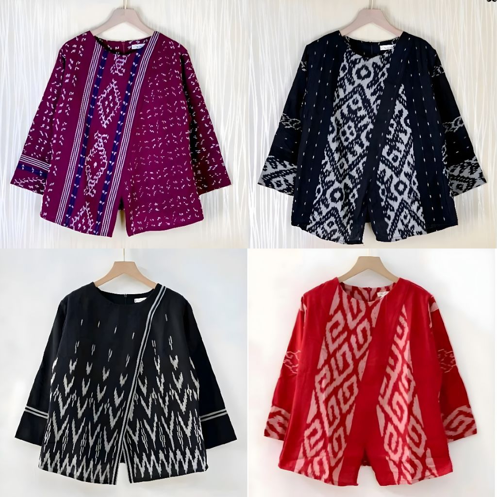 Blouse Tenun Troso, Baju Atasan Blouse Tenun Troso, Baju Blus Kerja Kantor Formal Tenun 173