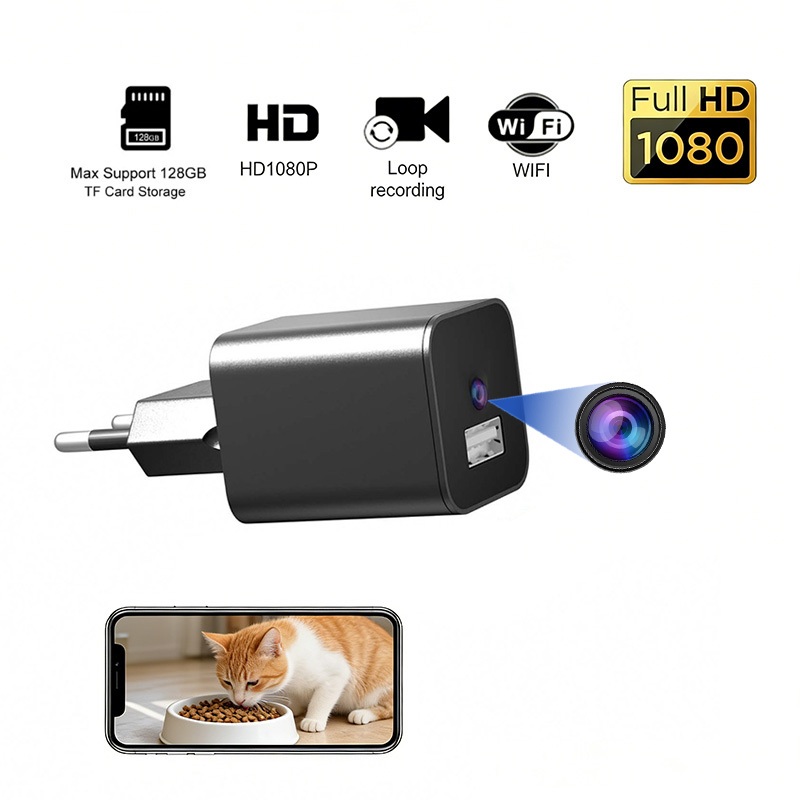 WiFi Kamera HD 1080P Kamera Mini Tersembunyi USB Pengisi Daya CCTV Kamera Pengintai USB Spy Kamera