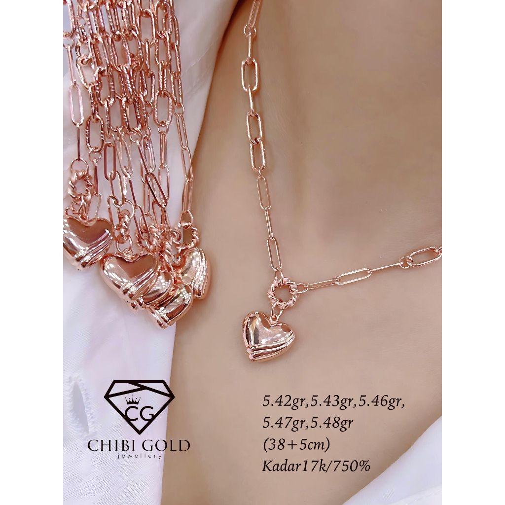 CHIBIGOLD - Kalung koye love gendut Necklace 750 K752284 - chibi gold