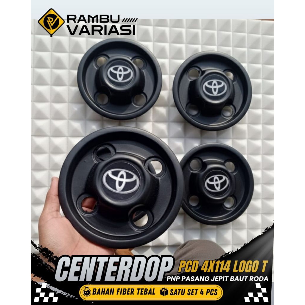 center dop velg kaleng logo Toyota pcd 4x114 model S satu set bisa ring 13-18