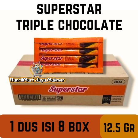 Wafer Superstar Triple Chocolate [ 1 Dus Isi 8 Box ] | Karton
