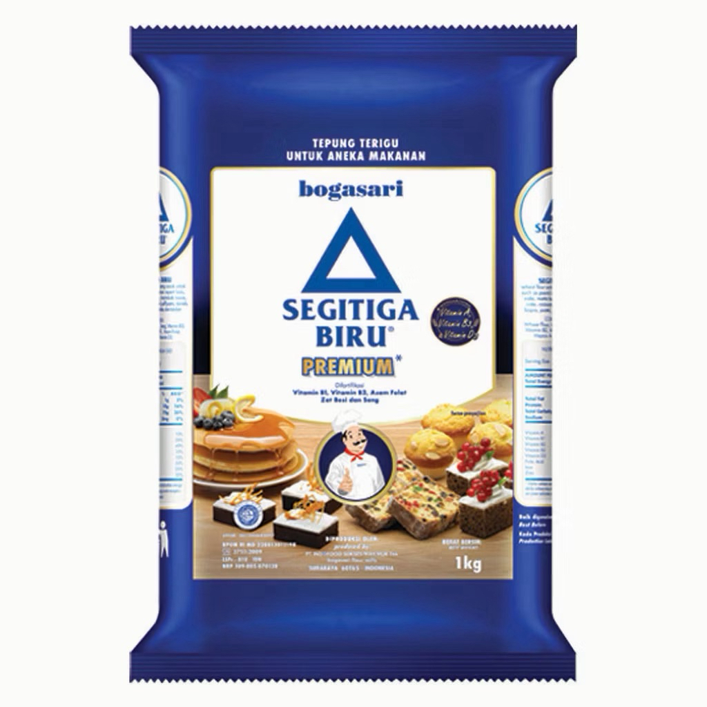 INSTANT SEGITIGA BIRU TEPUNG TERIGU 1KG - Bogasari Tepung  Terigu 1Kg