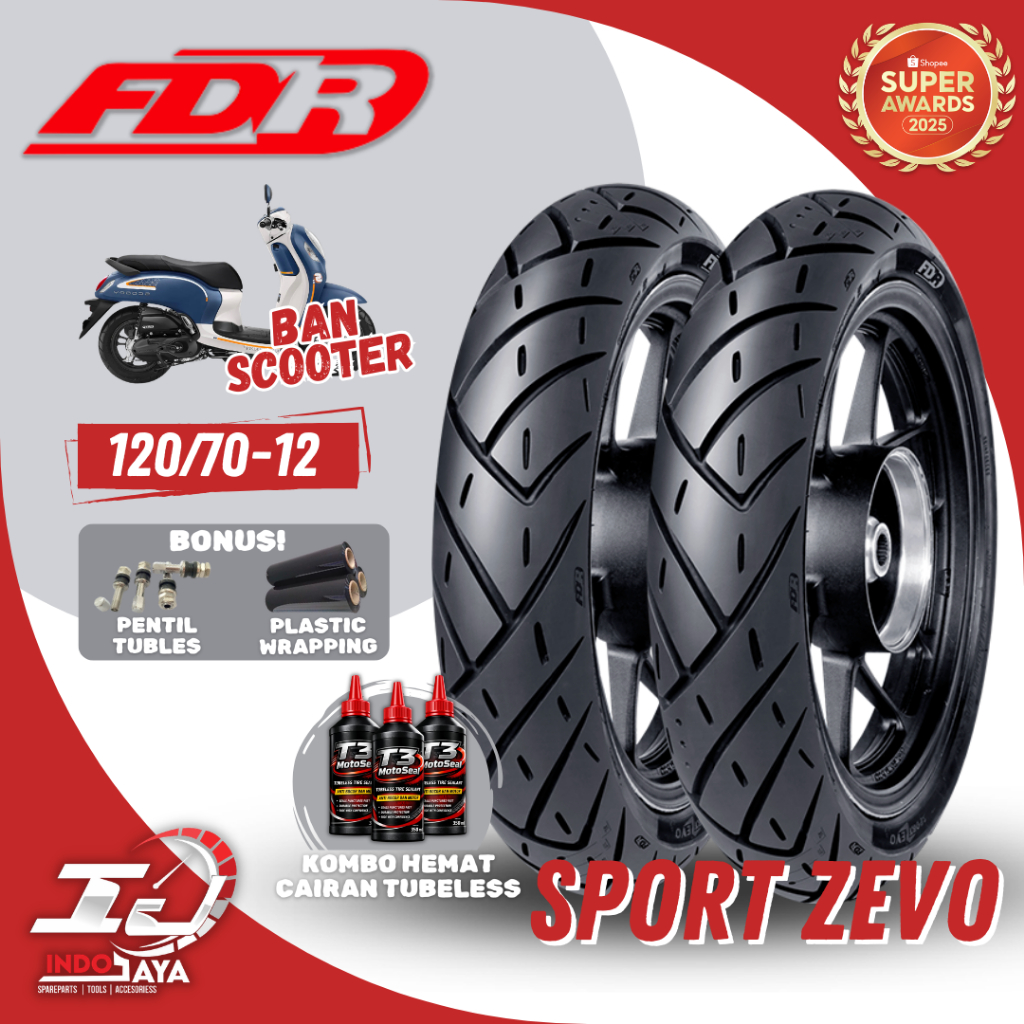 [BAYAR DI TEMPAT] BAN FDR TUBELESS SPORT ZEVO ULTIMATE RING 12 (120/70-12) BAN MOTOR SCOOPY / VESPA 
