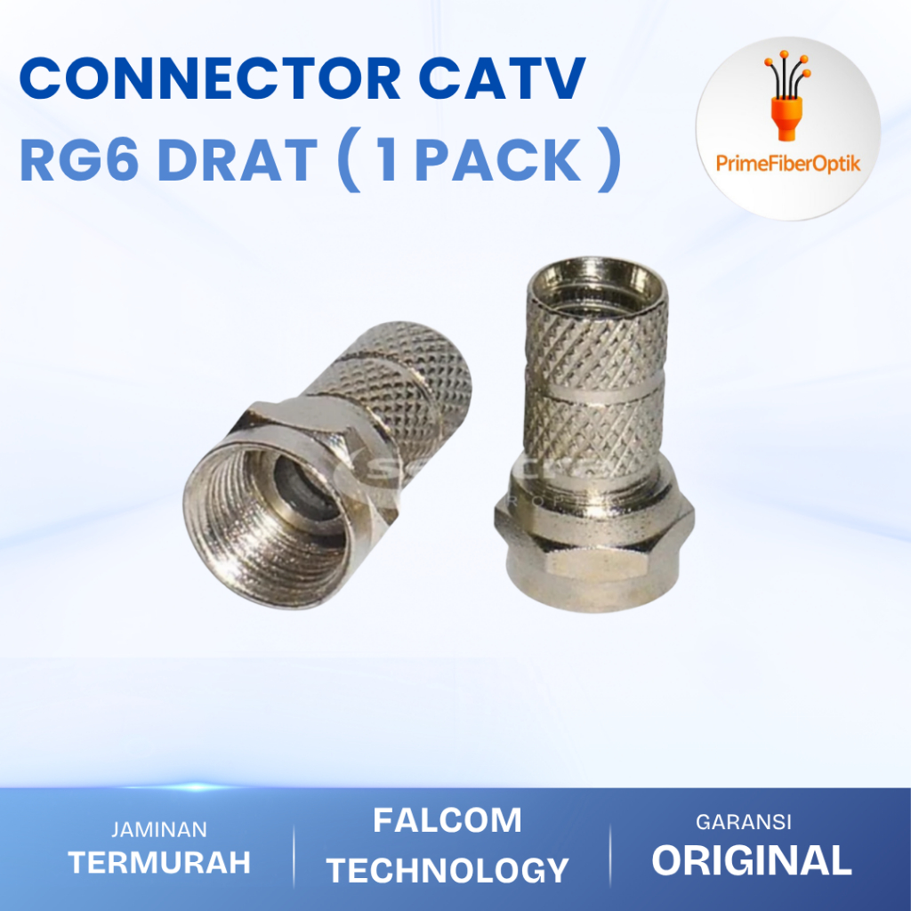 Connector RG6 Drat CATV Falcom 1 PACK Konektor Koaksial Presisi untuk Instalasi TV Kabel & Internet