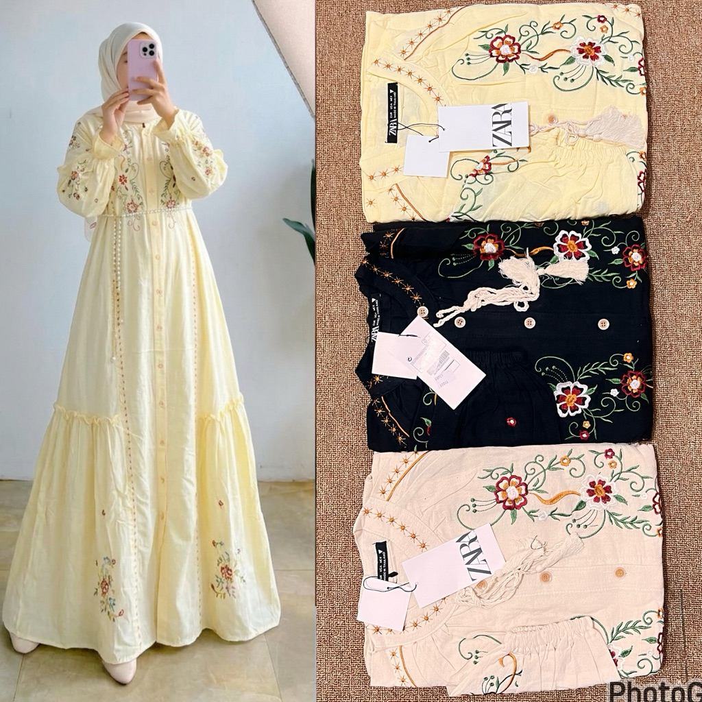 SCH_ GAMIS ZARA BORDIR PREMIUM GAMIS LINEN BORDIR ZARA