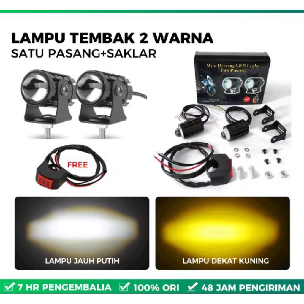 Lampu kabut Tembak ,Lampu laser LED 2 warna anti air 2 pcs lampu 1set dengan saklar